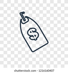 Tag concept vector linear icon isolated on transparent background, Tag concept transparency concept in outline style