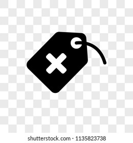 Tag with a cross vector icon on transparent background, Tag with a cross icon