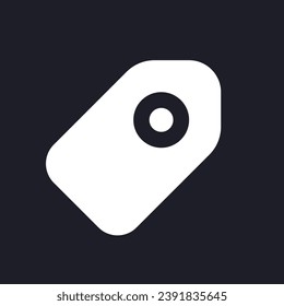 Tag dark mode glyph ui icon. Marking important materials. User interface design. White silhouette symbol on black space. Solid pictogram for web, mobile. Vector isolated illustration