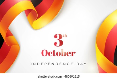 Tag der Deutschen Einheit. 3 october.Germany Independence Day greeting card. Celebration background with waving german flag. Vector illustration