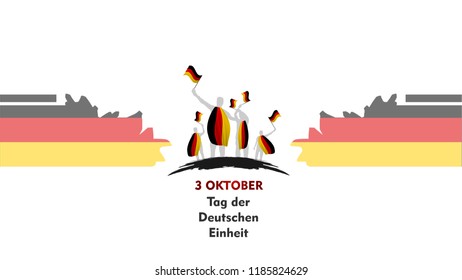 Tag der Deutschen Einheit, october 3 translation Germany Happy Unity Day greeting card. Vector illustration.