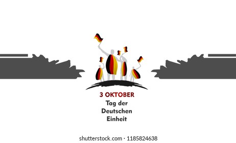 Tag der Deutschen Einheit, october 3 translation Germany Happy Unity Day greeting card. Vector illustration.