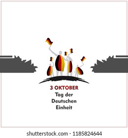 Tag der Deutschen Einheit, october 3 translation Germany Happy Unity Day greeting card. Vector illustration.