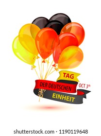 Tag der Deutschen Einheit. Oktober 3. Inscription in German: Day of german unity. Vector greeting card with balloons
