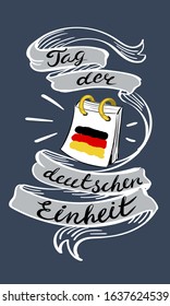 Tag der deutschen einheit vertical banner. Hand drawn illustration of tag der deutschen einheit vector vertical banner for web design