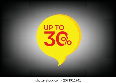 tag design.30% up to. vector design. simple design use the red and yellow colors.