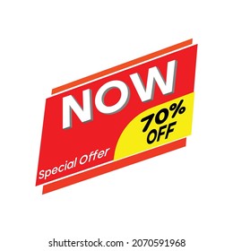 tag design.70% off. vector design use the illustrator. red,yellow,black