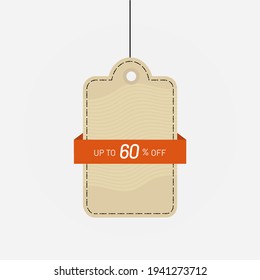 Tag discount up to 60 off sale label vector