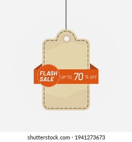 Tag discount up to 70 off flash sale label vector