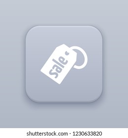 Tag discount, gray vector button with white icon on gray background