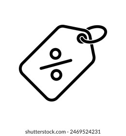 Tag discount percentage line icon isolated on white background.