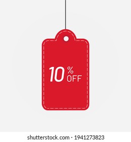 Tag discount red 10 off sale label vector