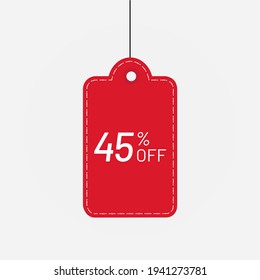Tag discount red 45 off sale label vector