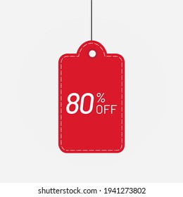 Tag discount red 80 off sale label vector