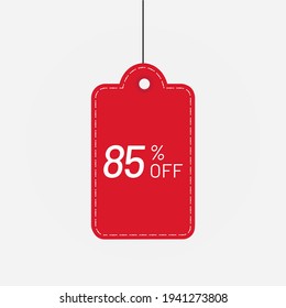 Tag discount red 85 off sale label vector