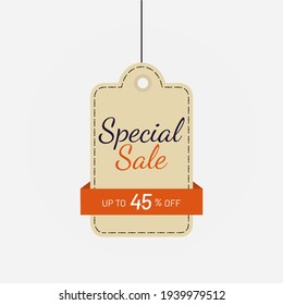 Tag discount special sale label 45 off vector
