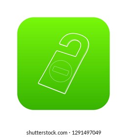 Tag do not disturb in hotel icon green vector isolated on white background