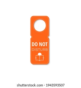 No molestar con el icono del libro de lectura. Señal de vectores en el pomo de la puerta de la biblioteca, estudiando el aprendizaje y el colgador de las puertas de la educación. Mantén silencio y toques, etiqueta colgante de advertencia escolar, exámenes de graduación