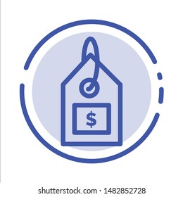 Tag, Dollar, Label, Interface Blue Dotted Line Line Icon