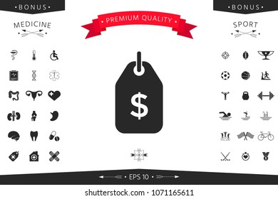 Tag with dollar symbol. Price tag icon for download