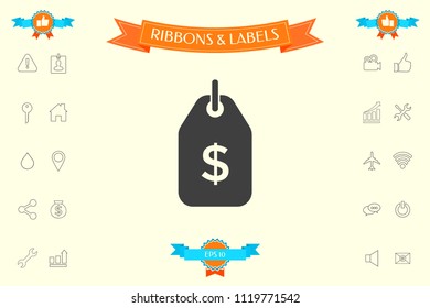 Tag with dollar symbol. Price tag icon for download