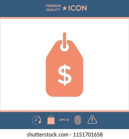 Tag with dollar symbol. Price tag icon for download