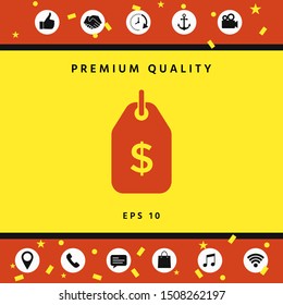 Tag with dollar symbol. Price tag icon for download