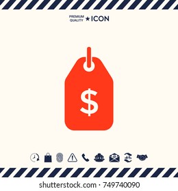 Tag with dollar symbol. Price tag icon for download