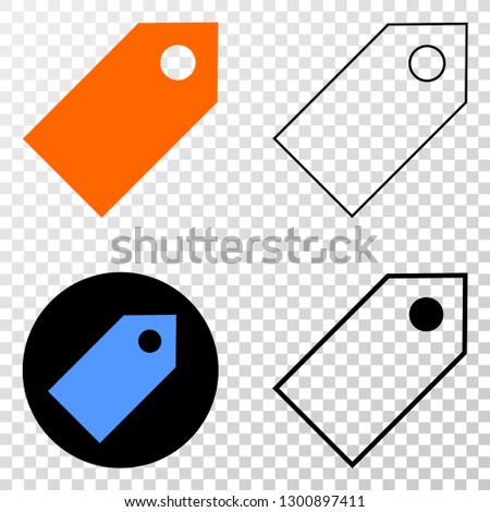 Tag EPS vector icon with contour, black and colored versions. Illustration style is flat iconic symbol on chess transparent background.