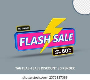 TAG FLASH SALE DISCOUNT PROMOTION 3D RENDER