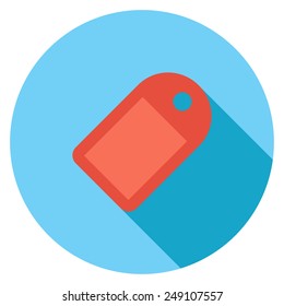  Tag flat icon. Modern flat icons with long shadow effect in stylish colors. Icons for Web and Mobile Application. EPS 10.