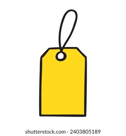 Etiqueta. Icono plano aislado. Ilustración vectorial dibujada a mano sobre fondo blanco. Concepto de negocio.