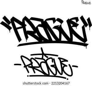 Balise en style graffiti, marqueur noir. Ville de Prague.