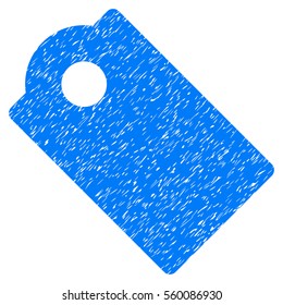 Tag grainy textured icon for overlay watermark stamps. Flat symbol with dirty texture. Dotted vector blue ink rubber seal stamp with grunge design on a white background.