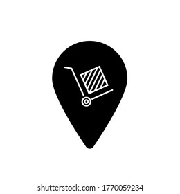 Tag with Handcart icon in line style. Editable stroke. vector icon