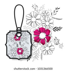 tag hanging with floral pattern