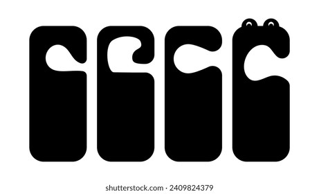  tag hanging on door knob, black isolated silhouette