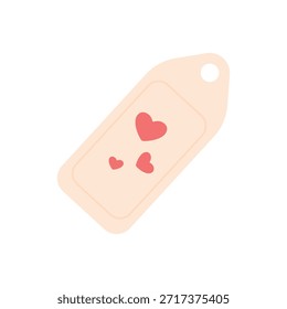 A tag with hearts on a white background. A price tag with saddles. Illustrations for Valentine's Day, International Women's Day. Love concept. February 14, March 8