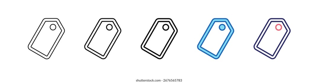 Icono De Etiqueta En 5 Estilos Diferentes Conjunto De Colección.