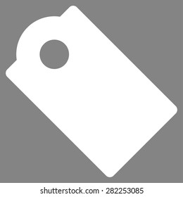 Tag icon from Basic Plain Icon Set. Style: flat vector image, white color, rounded angles, gray background.