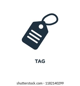 Tag icon. Black filled vector illustration. Tag symbol on white background. Can be used in web and mobile.