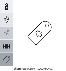Tag icon. collection of 6 tag filled and outline icons such as location pin. editable tag icons for web and mobile.