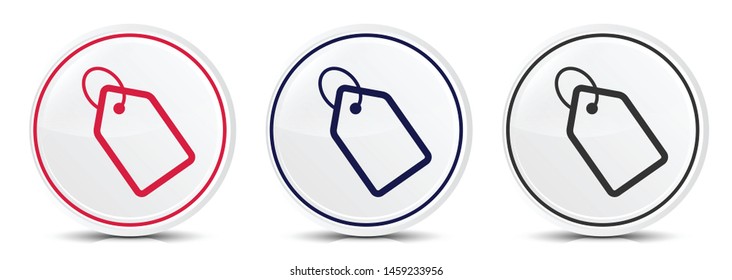 Tag icon crystal flat round button set illustration design isolated on white background