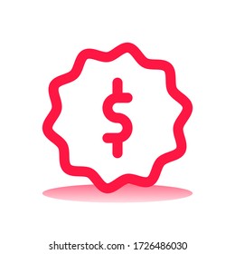 Tag Icon Design with Red Line Style