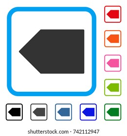 Tag icon. Flat grey iconic symbol in a light blue rounded squared frame. Black, gray, green, blue, red, orange color versions of Tag vector. Designed for web and software interfaces.