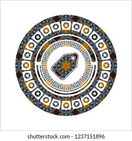 tag icon inside arabesque badge. arabic decoration.