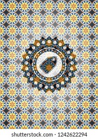 tag icon inside arabesque style badge. arabic decoration.