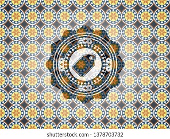 tag icon inside arabesque style badge. arabic decoration.