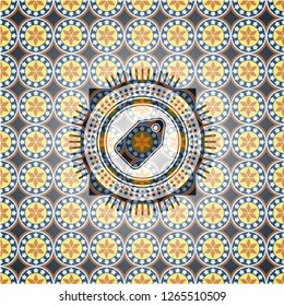 tag icon inside arabic emblem. Arabesque decoration.