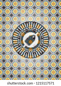 tag icon inside arabic style emblem. Arabesque decoration.
